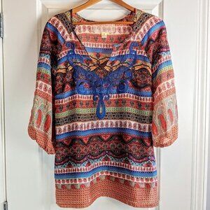Nick & Mo Embroidered Bohemian Tunic Top